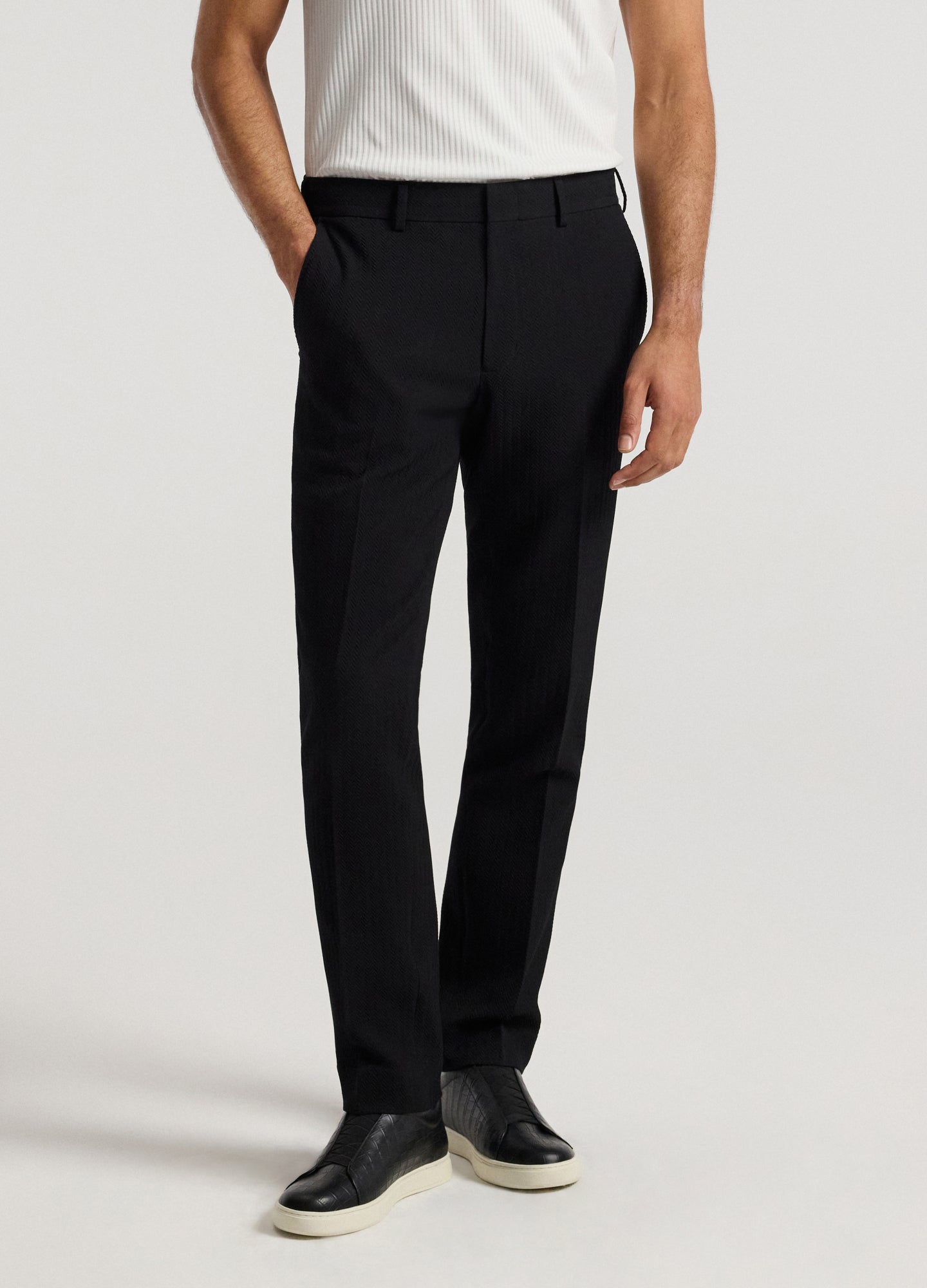 Herringbone Jacquard Pants Black