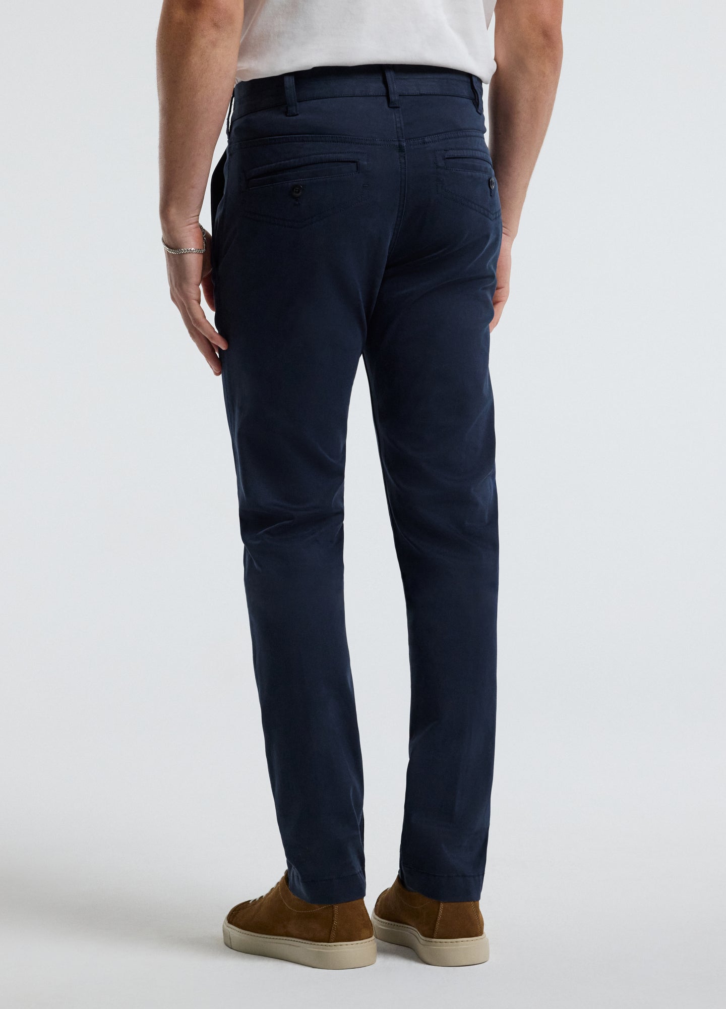 Slim Cotton Lyocell Chino Pants Navy