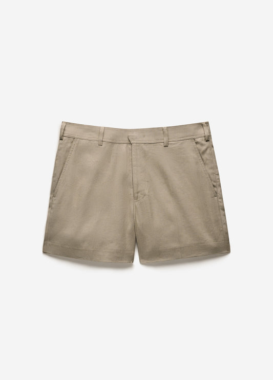 Linen Cotton Crepe Shorts Walnut