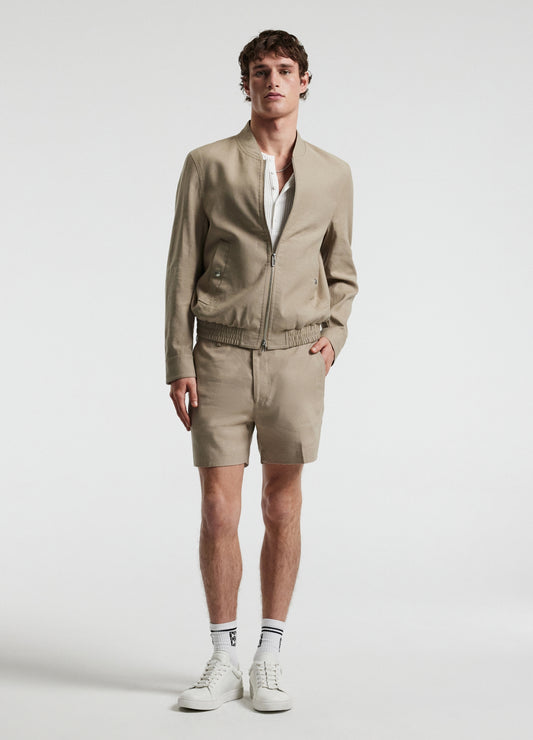 Linen Cotton Crepe Shorts Walnut