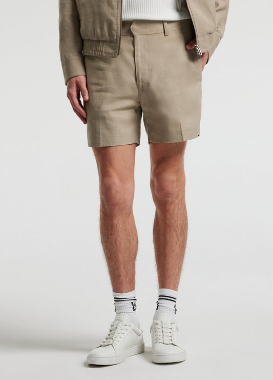 Linen Cotton Crepe Shorts Walnut