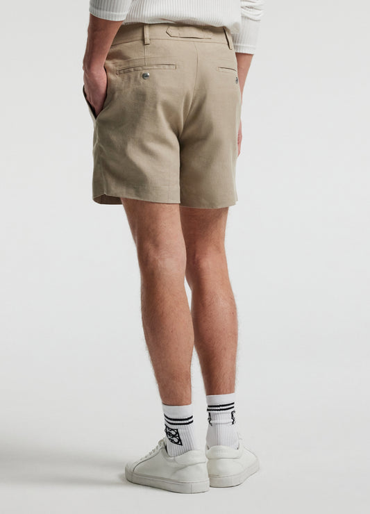 Linen Cotton Crepe Shorts Walnut