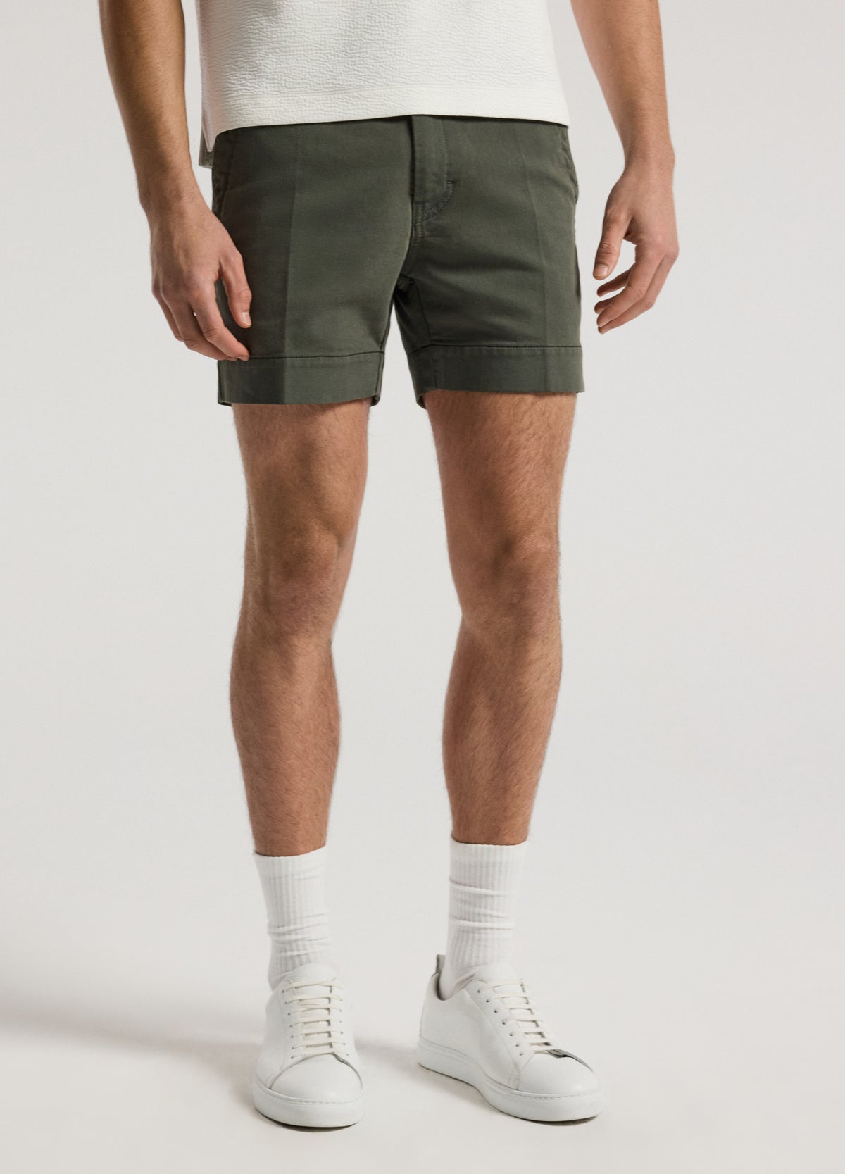 Dobby Denim Shorts Khaki