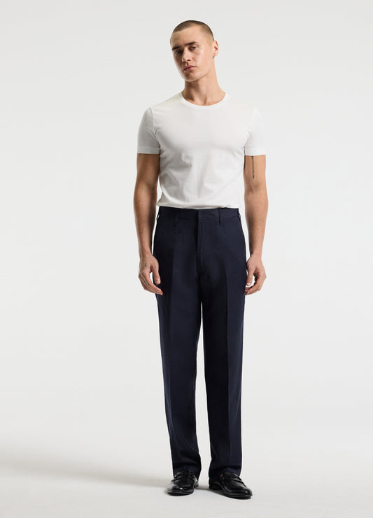 Linen Blend Loose Fit Pants Navy