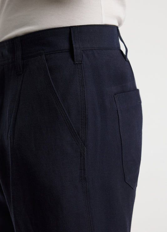 Linen Blend Loose Fit Pants Navy