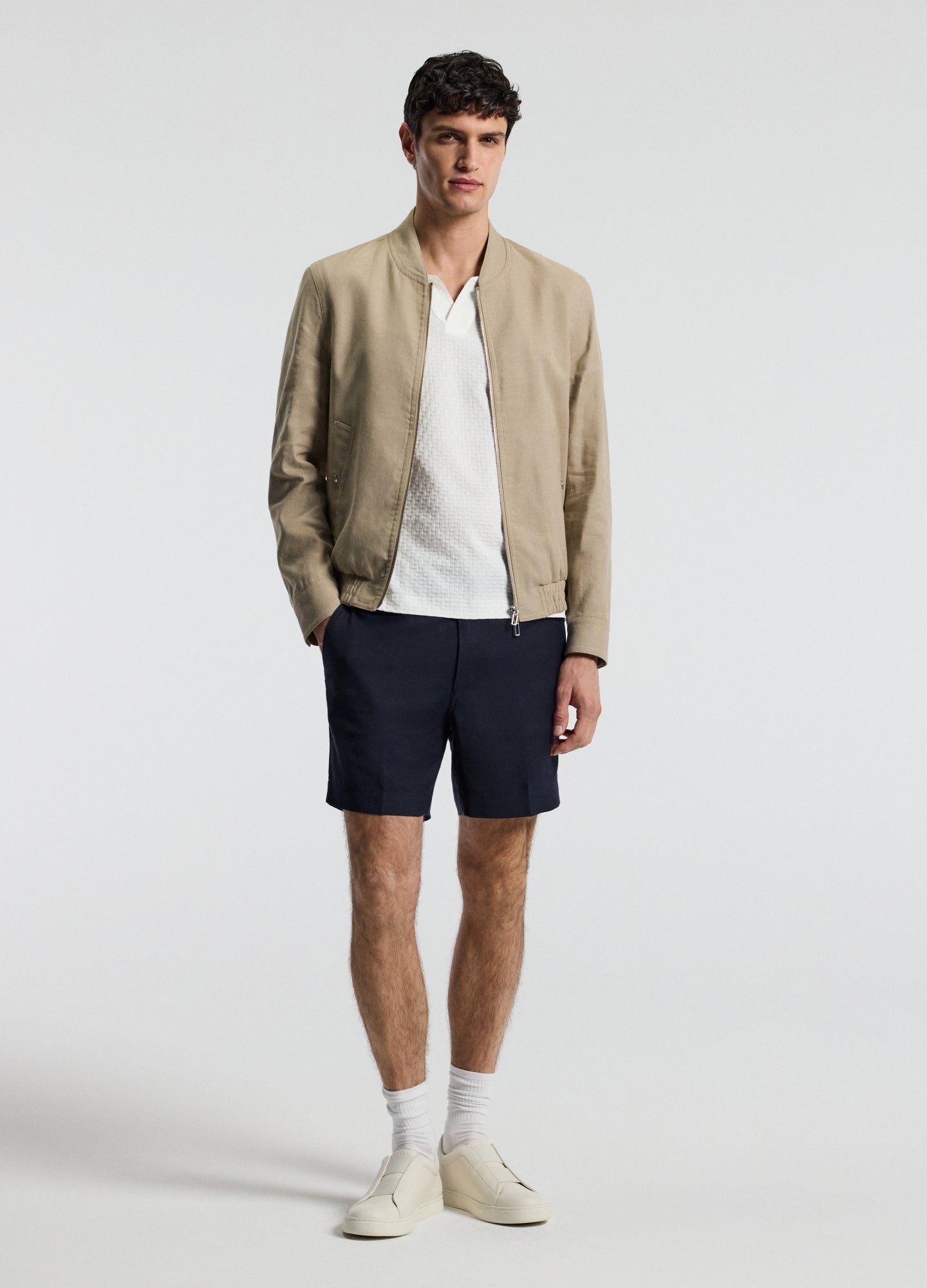 Linen Blend Shorts Navy