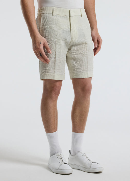 Seersucker Check Shorts Stone