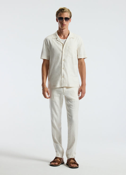 Washed Stretch Linen Pants Ivory