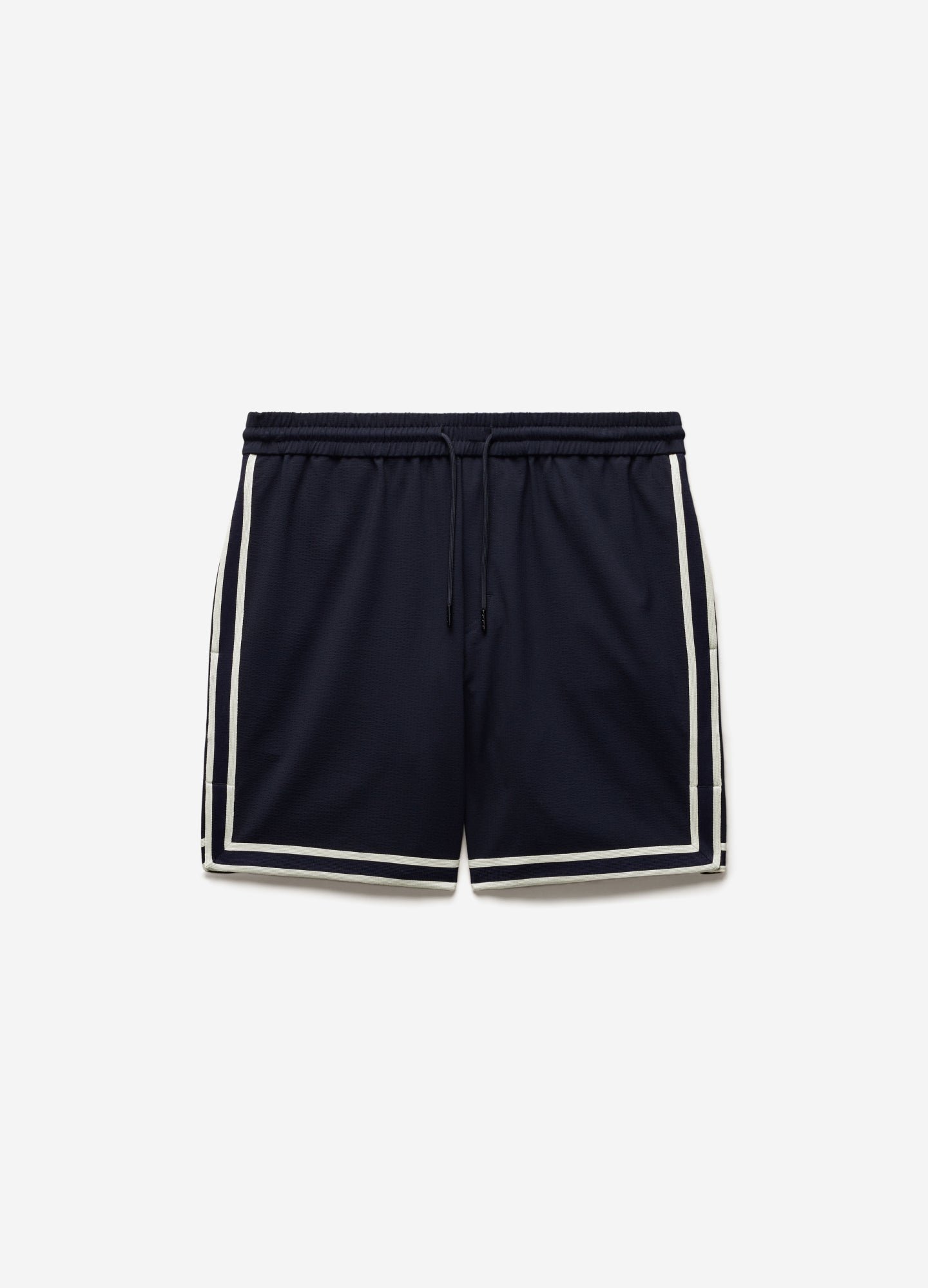 Stripe Trim Textured Shorts Navy