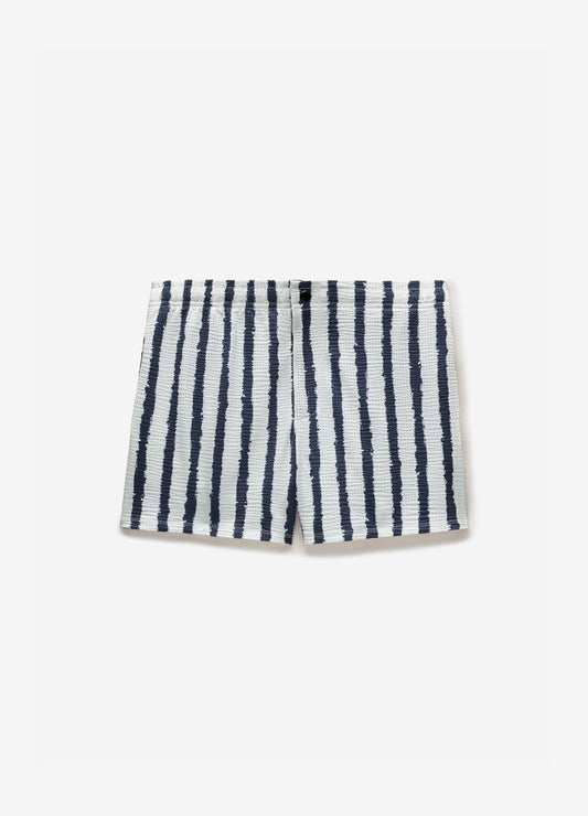 Ink Stripe Swim Short White Navy