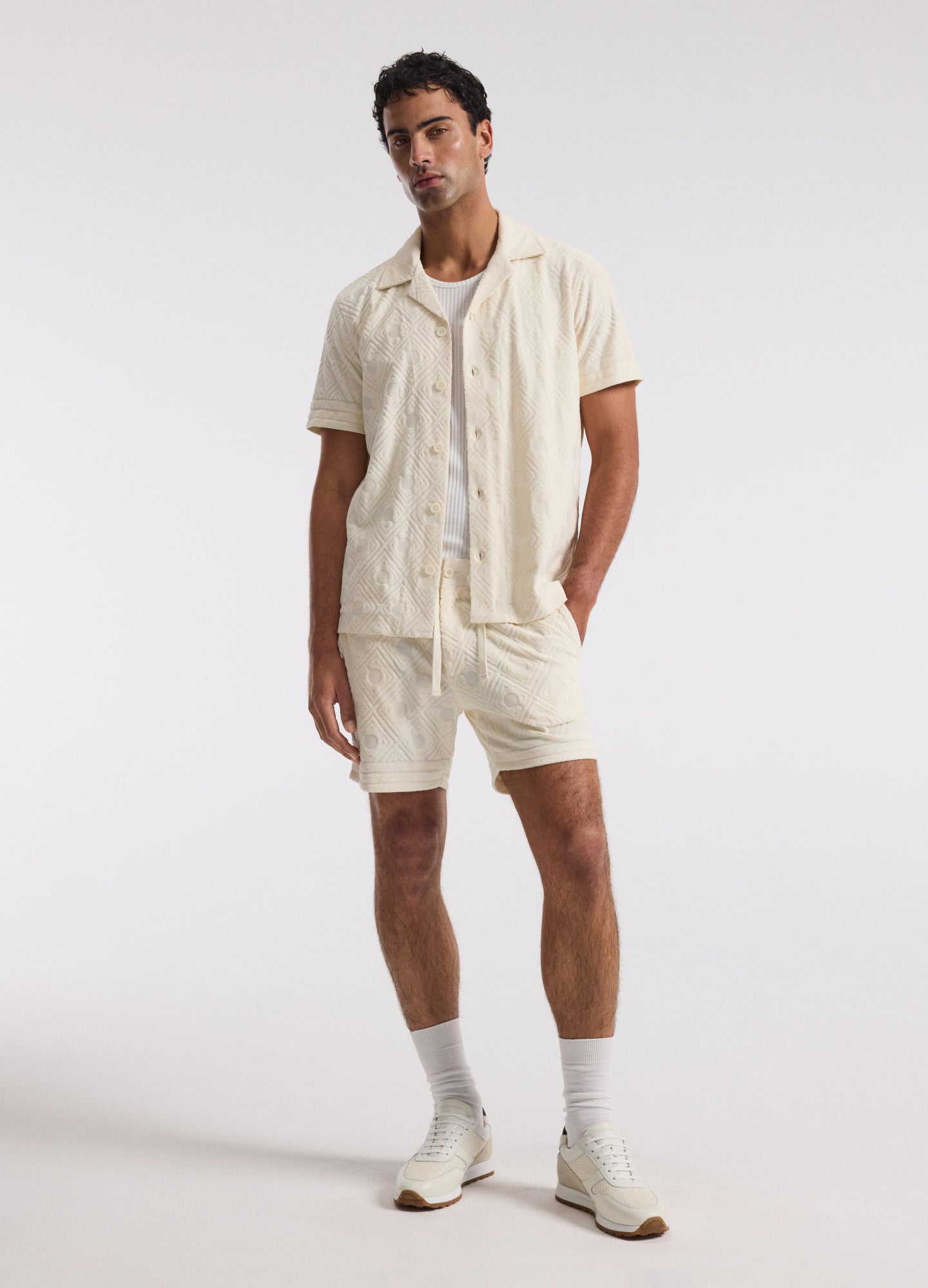 Plush Terry Logo Shorts Ivory
