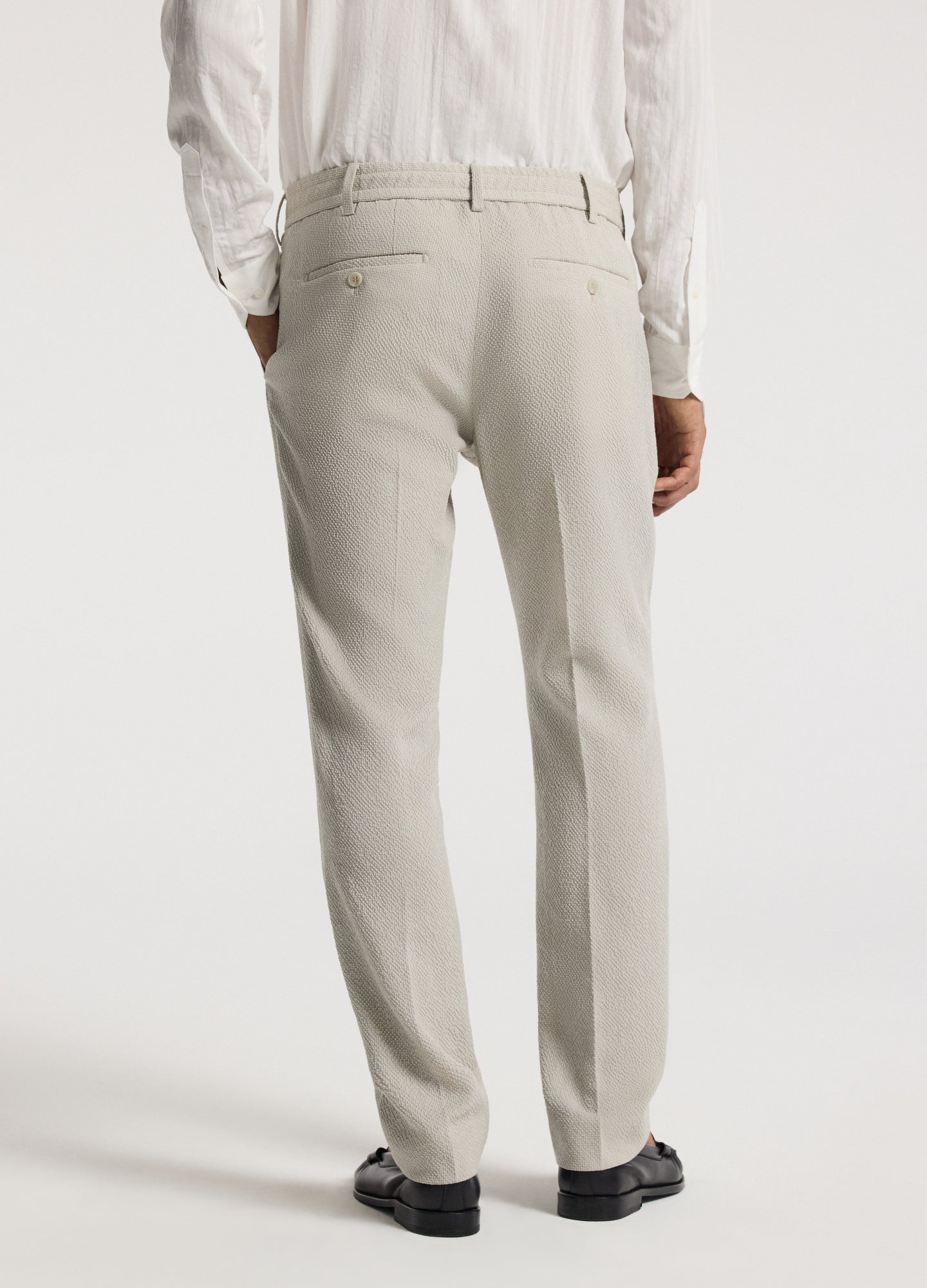 Slim Textured Wool Pants Neutral