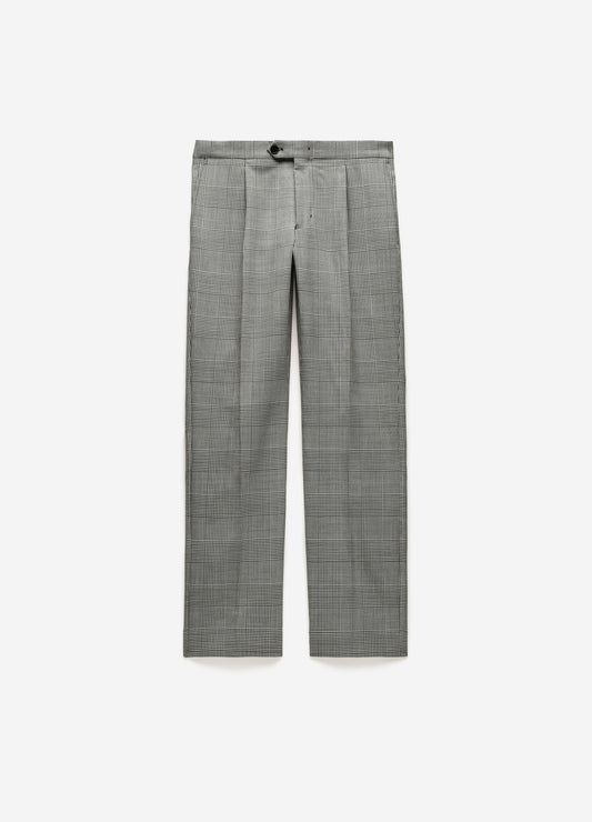 Tailored Check Wool Pants Mocha
