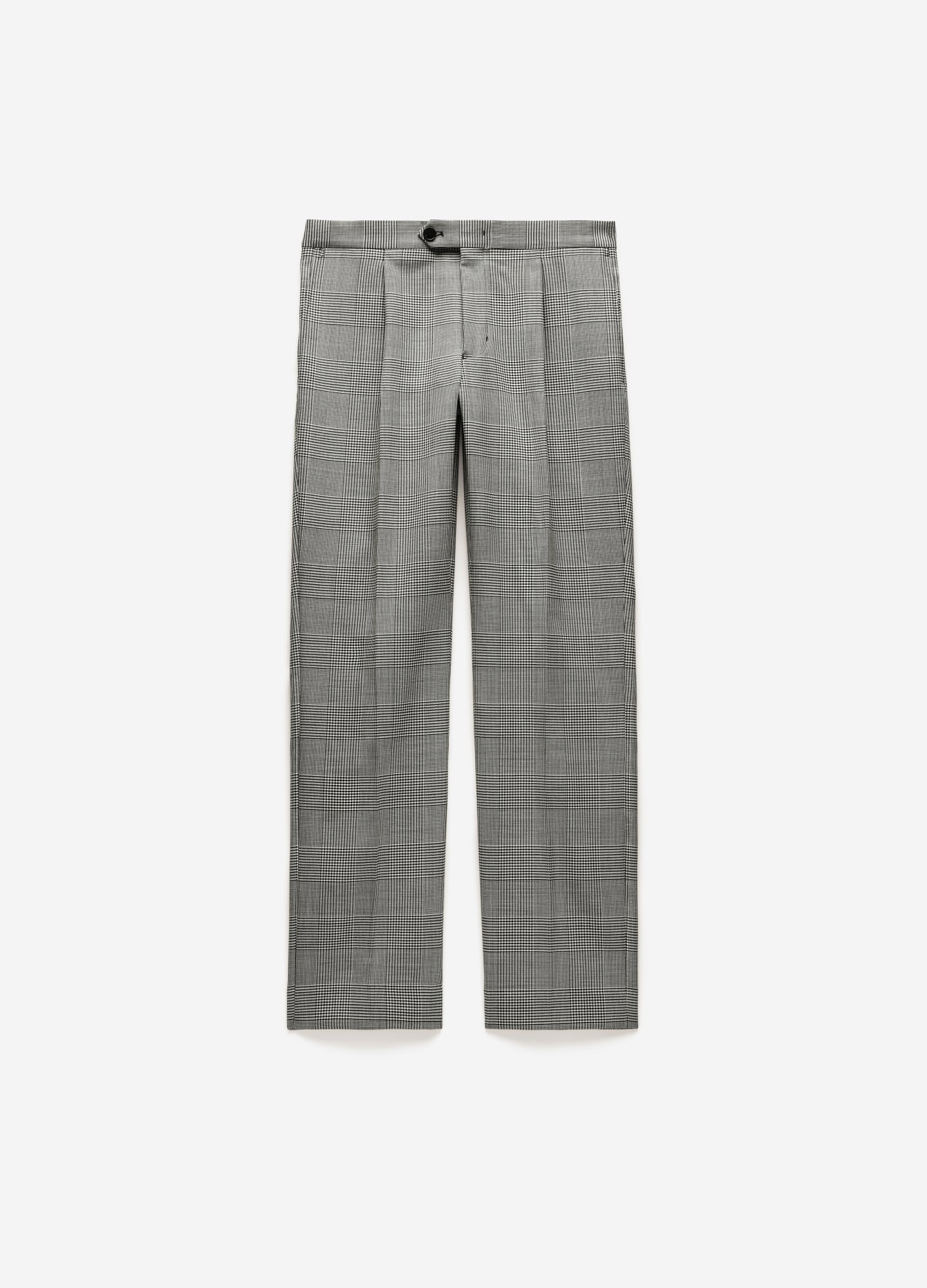 Tailored Check Wool Pants Mocha