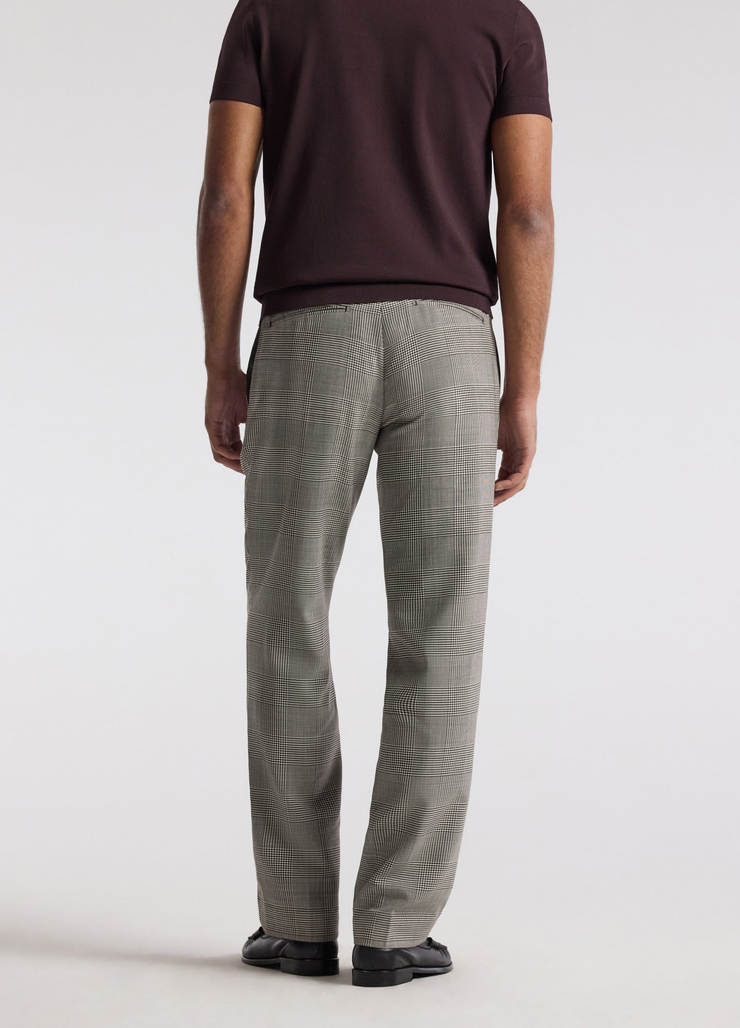 Tailored Check Wool Pants Mocha