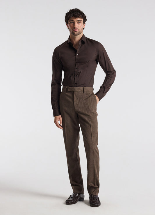 Slim Micro Jacquard Wool Pant Mocha