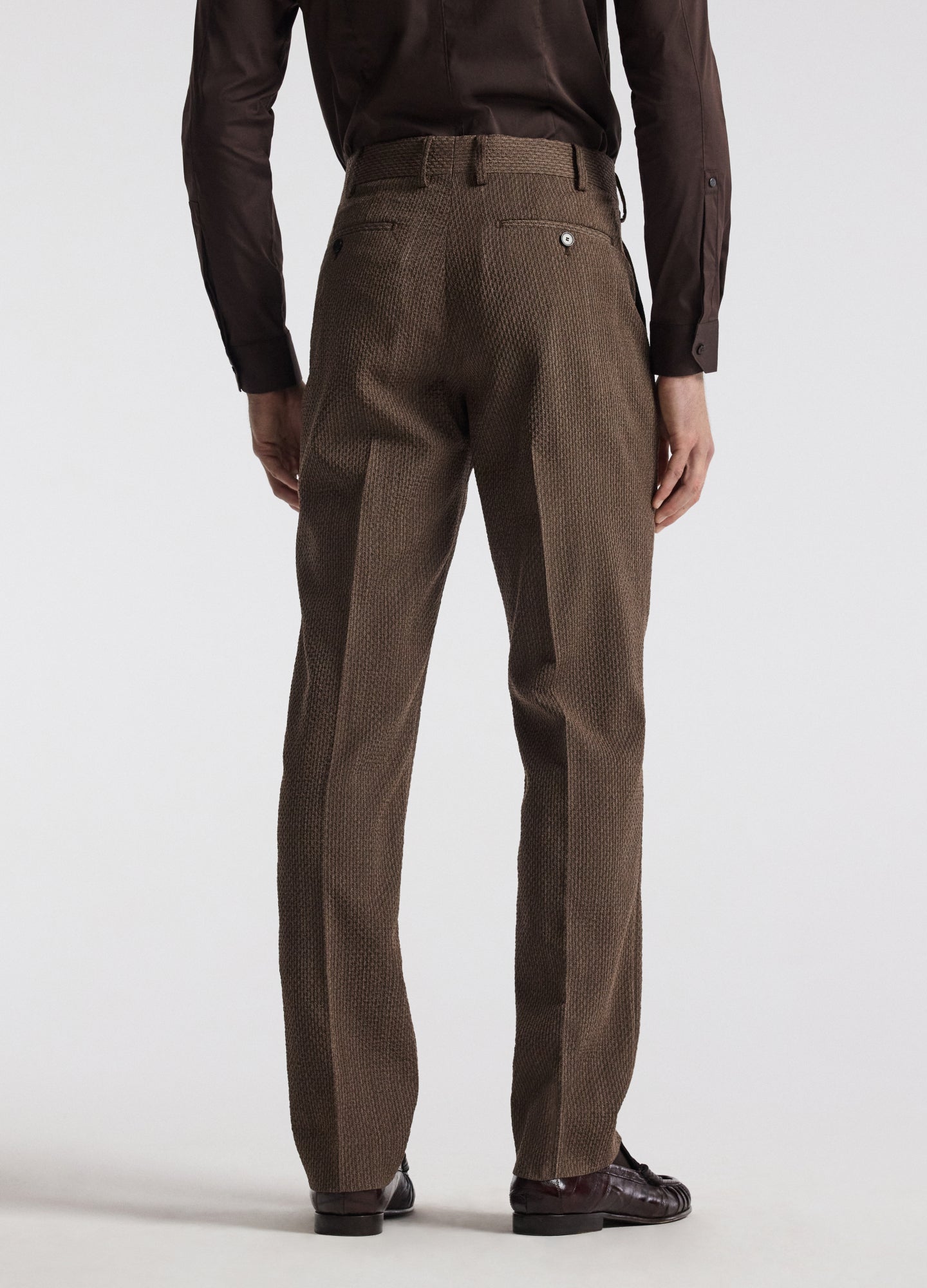 Slim Micro Jacquard Wool Pant Mocha