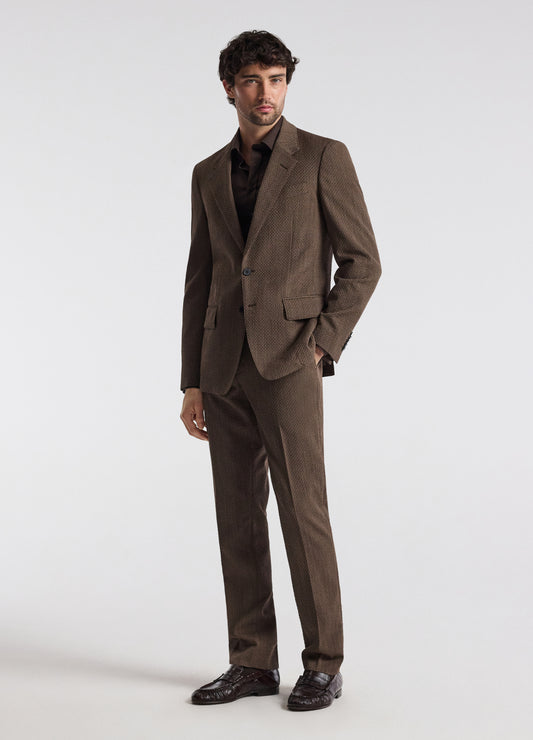 Slim Micro Jacquard Wool Pant Mocha