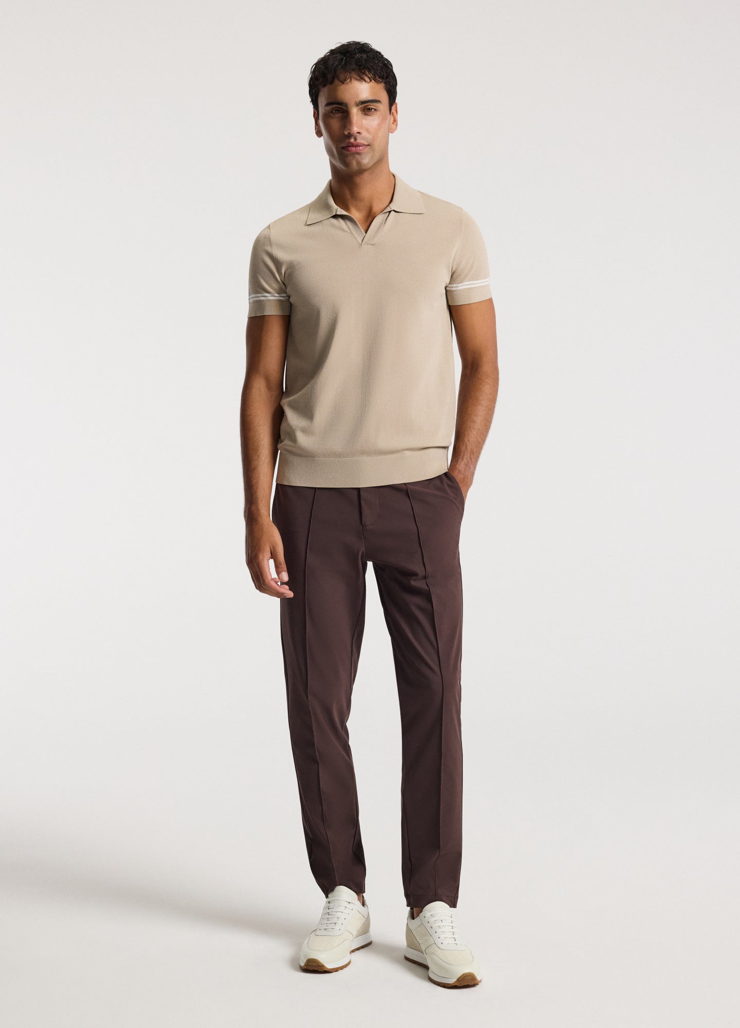 Technical Knit Pintucked Pants Mocha