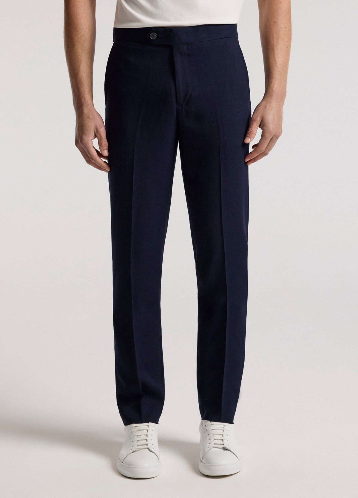 Slim Stretch Textured Pants Navy