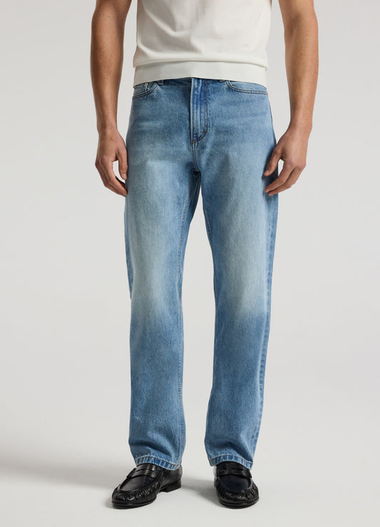 Straight Fit Bleached Jeans Light Blue