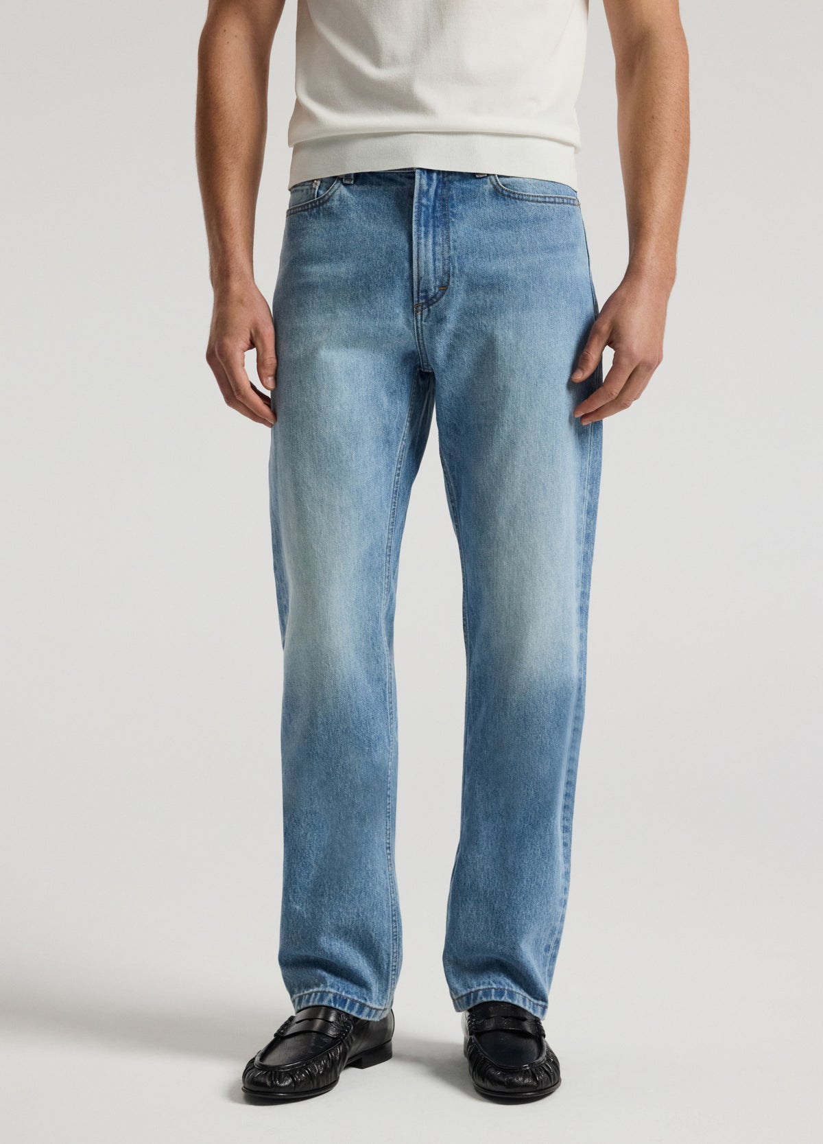 Straight Fit Bleached Jeans Light Blue