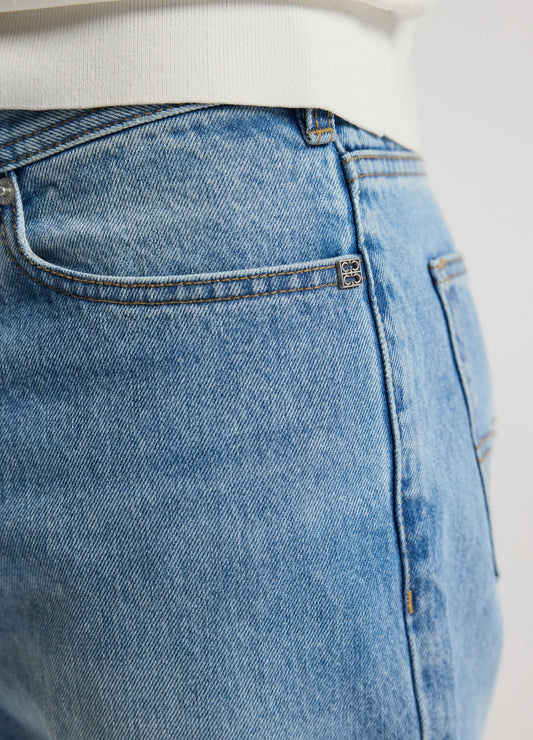 Straight Fit Bleached Jeans Light Blue