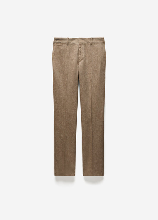 Tailored Stretch Cotton Linen Pants Taupe