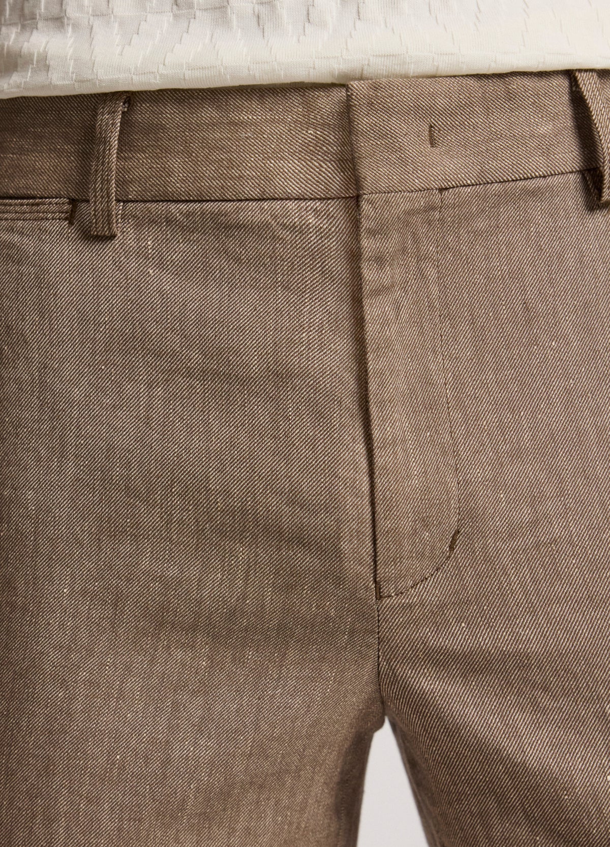 Tailored Stretch Cotton Linen Pants Taupe