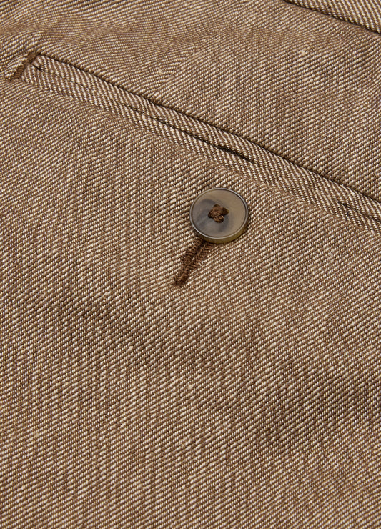 Tailored Stretch Cotton Linen Pants Taupe