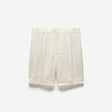 Relaxed Pleat Textured Shorts Ivory