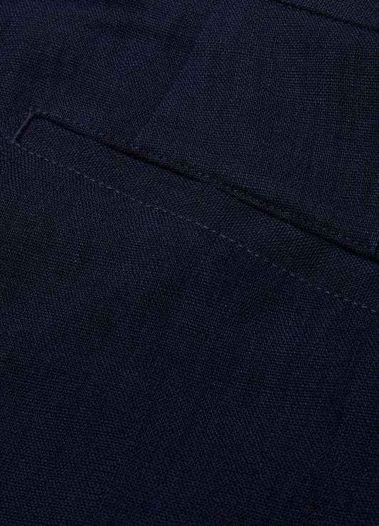 Relaxed Pleat Textured Shorts Navy