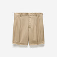 Relaxed Pleat Textured Shorts Tan