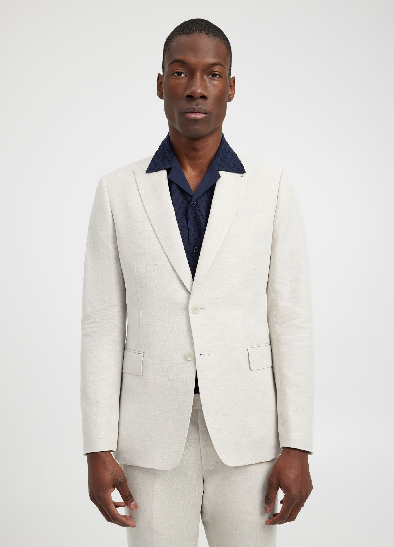 Linen Cotton Twill Suit Jacket Natural