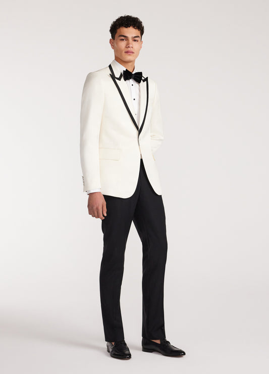 Lapel Detail Tuxedo Jacket Ivory