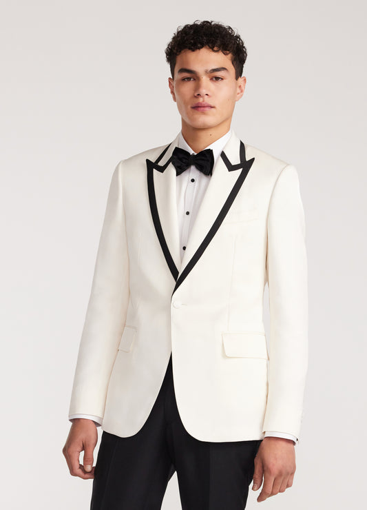 Lapel Detail Tuxedo Jacket Ivory