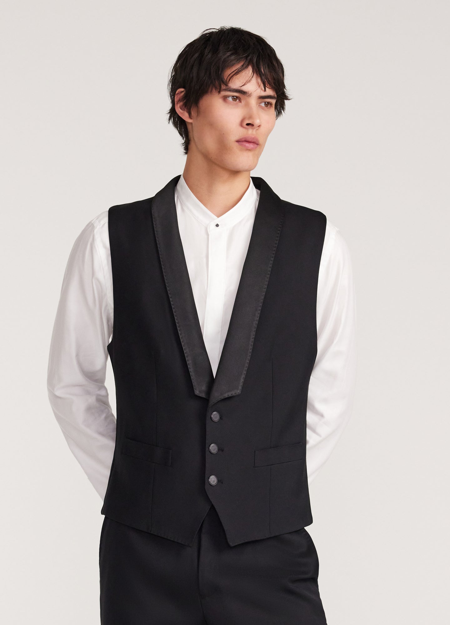 Satin Lapel Waistcoat Black