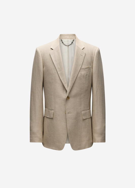 Linen Cotton Twill Suit Jacket Natural
