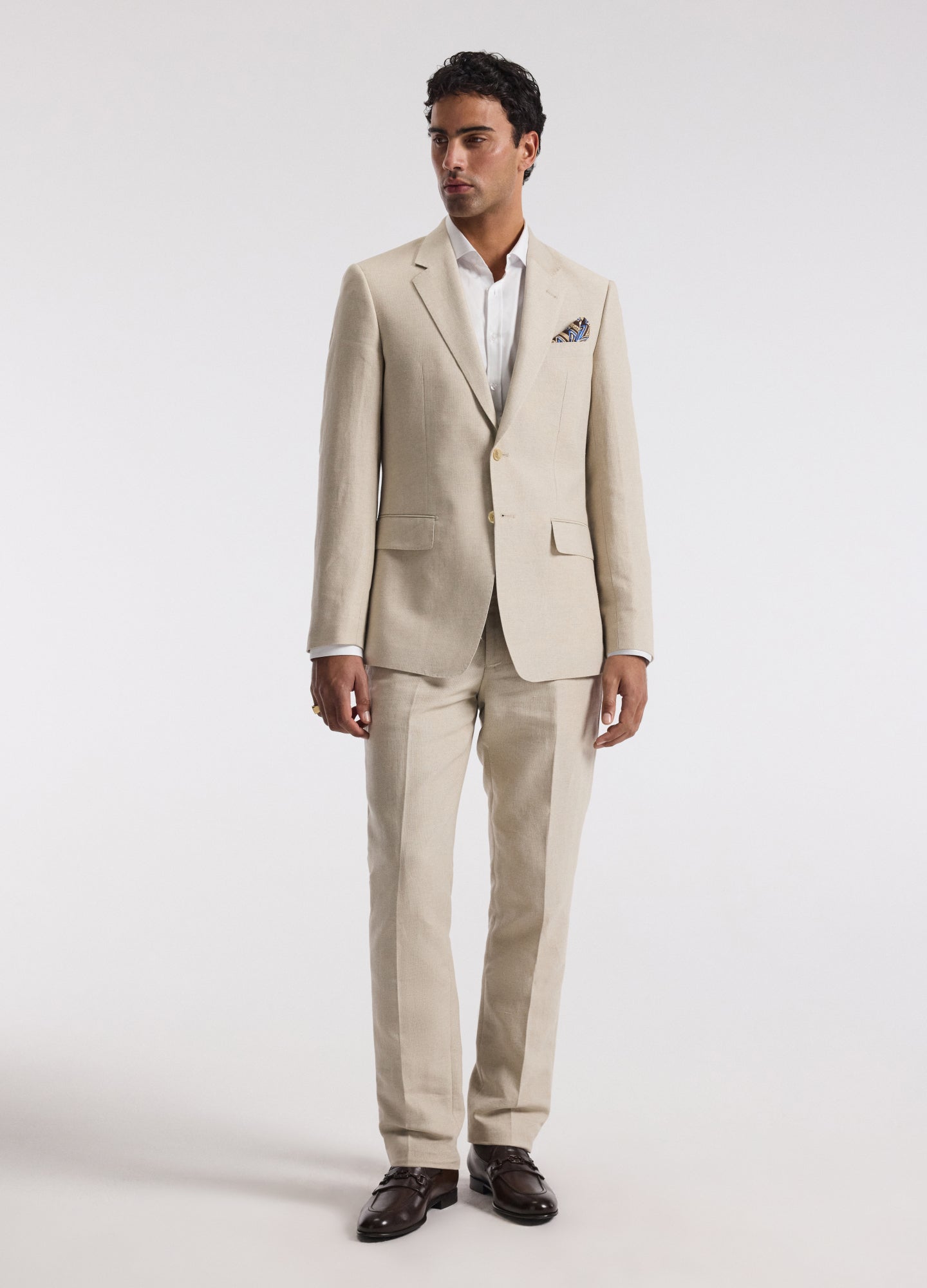 Linen Cotton Twill Suit Jacket Natural