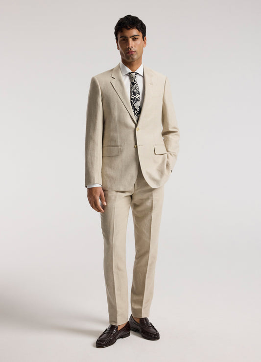 Linen Cotton Twill Suit Jacket Natural