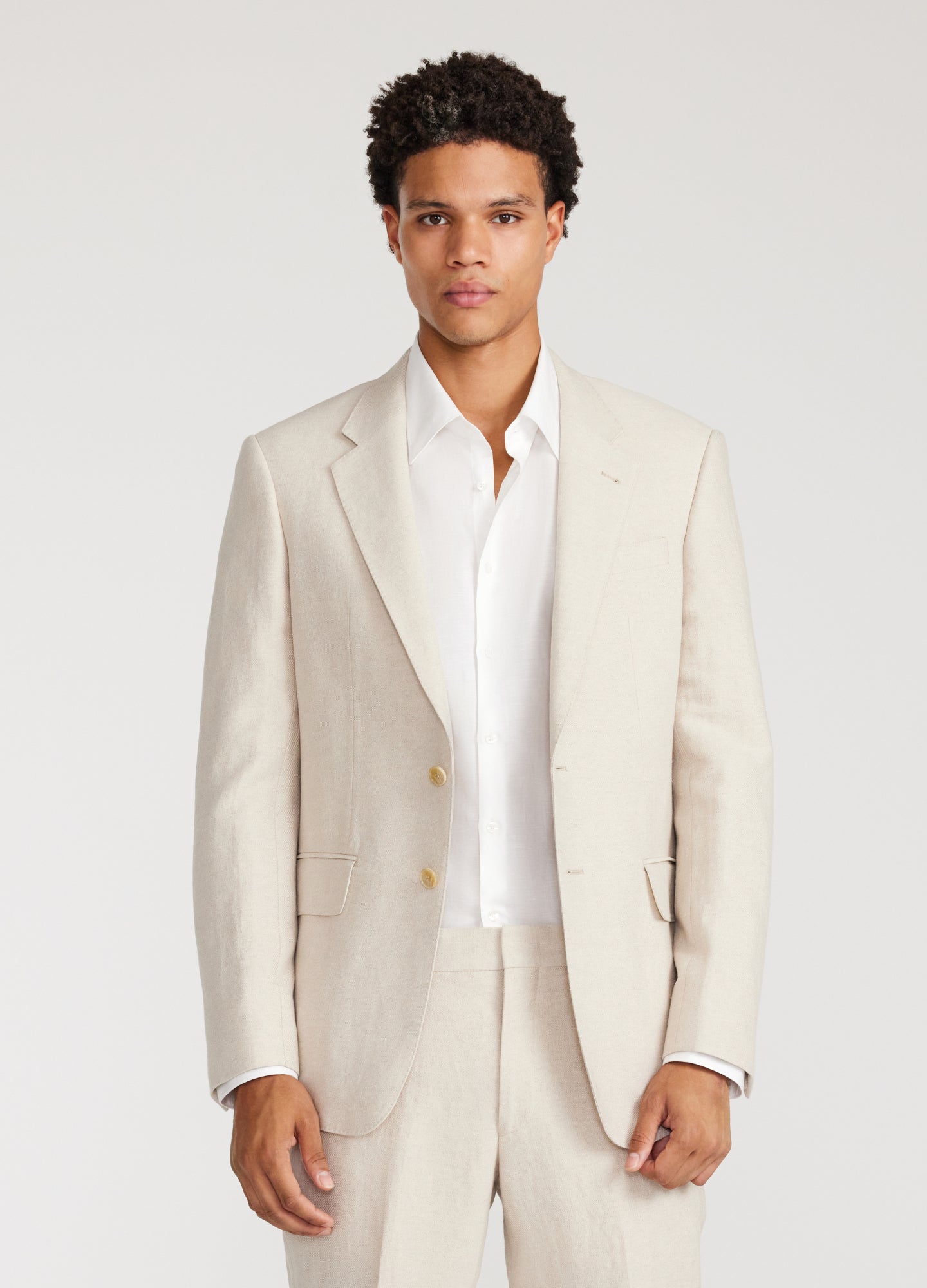 Linen Cotton Twill Suit Jacket Natural