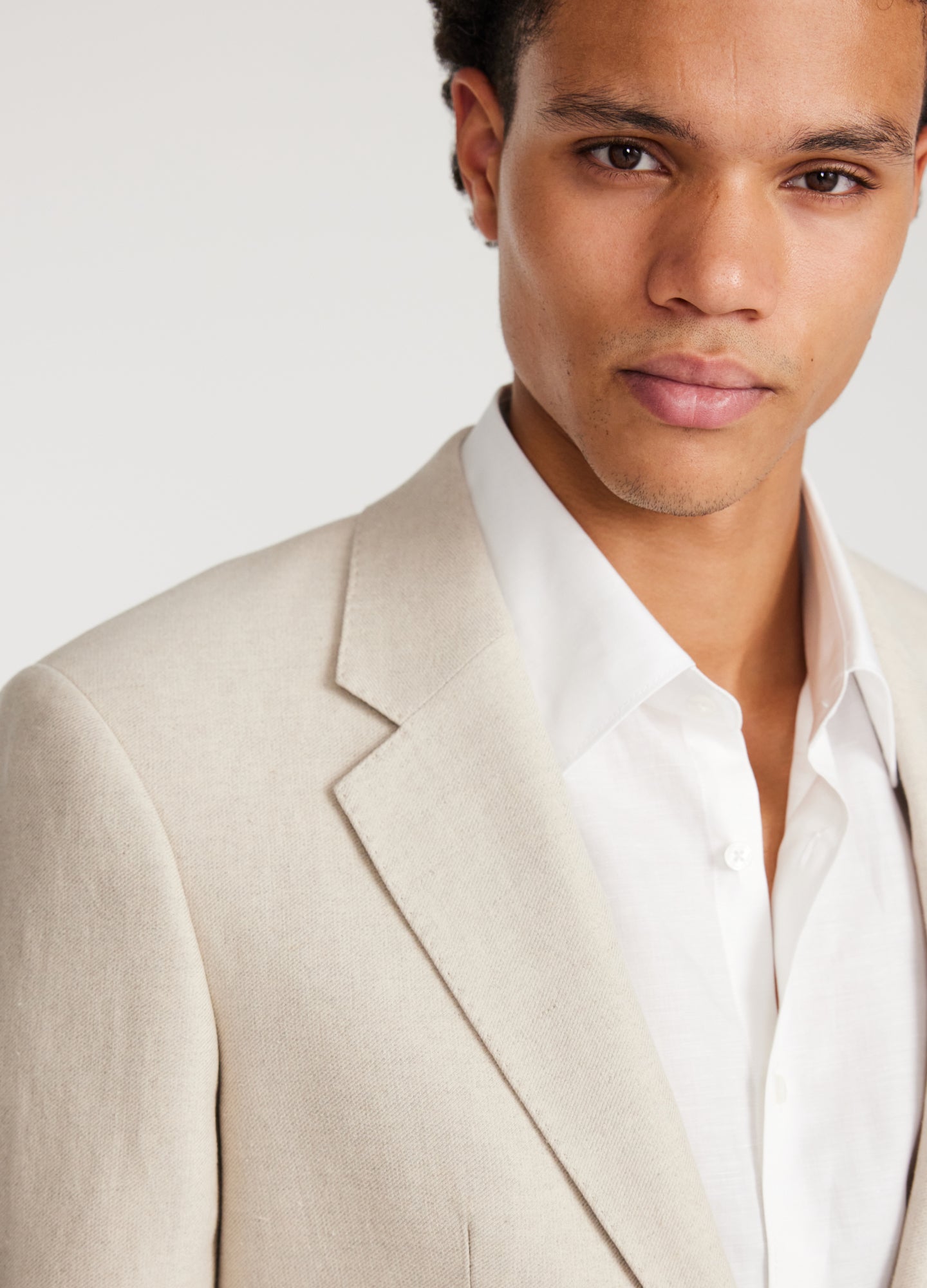 Linen Cotton Twill Suit Jacket Natural