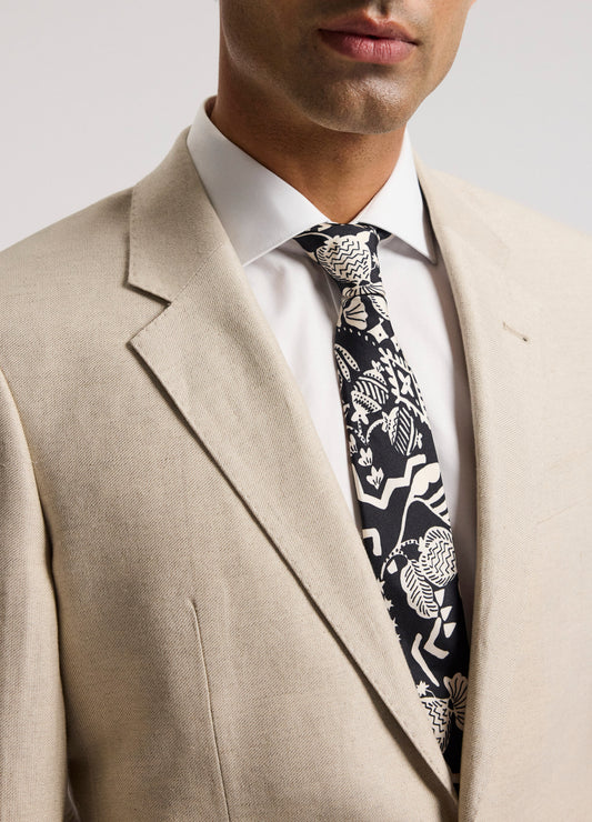 Linen Cotton Twill Suit Jacket Natural