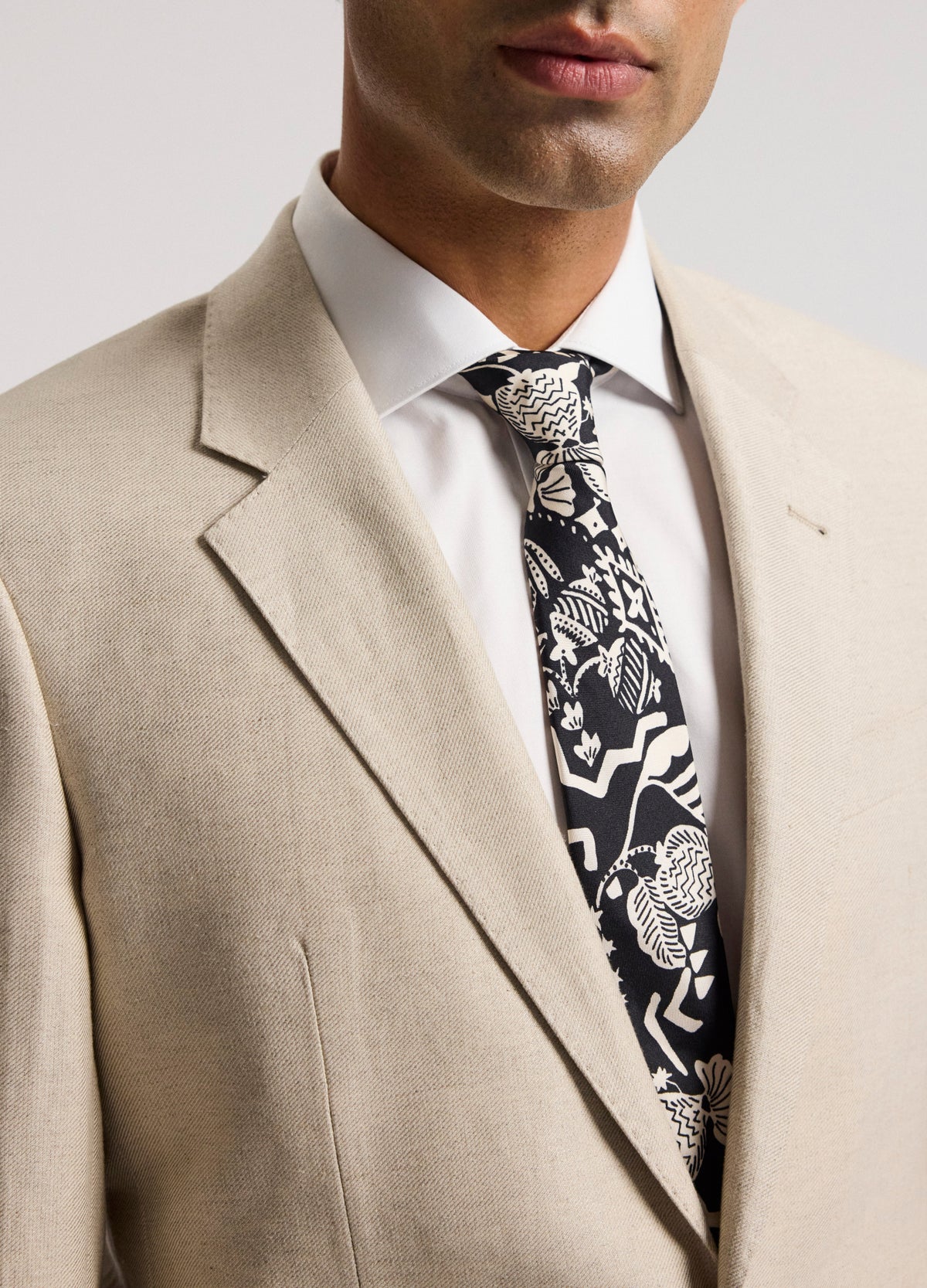 Linen Cotton Twill Suit Jacket Natural