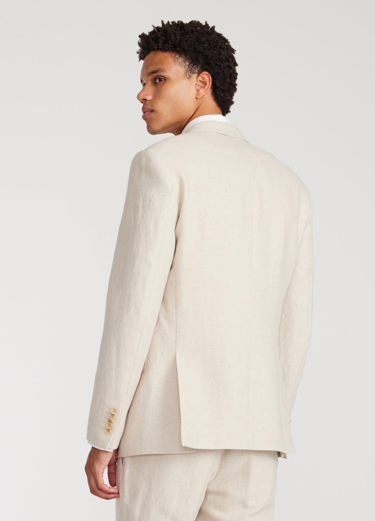 Linen Cotton Twill Suit Jacket Natural