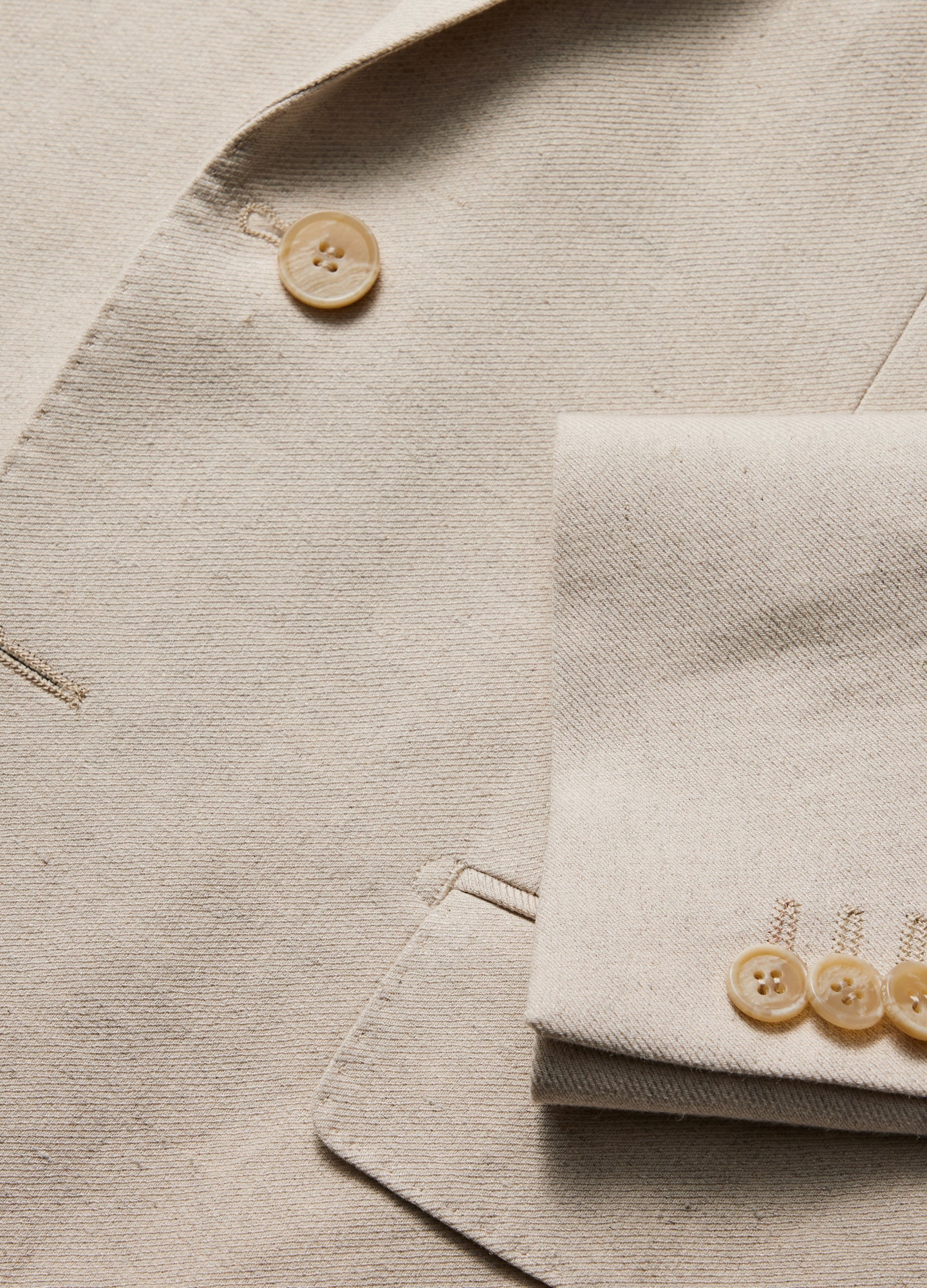 Linen Cotton Twill Suit Jacket Natural