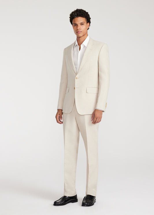 Linen Cotton Twill Suit Pants Natural