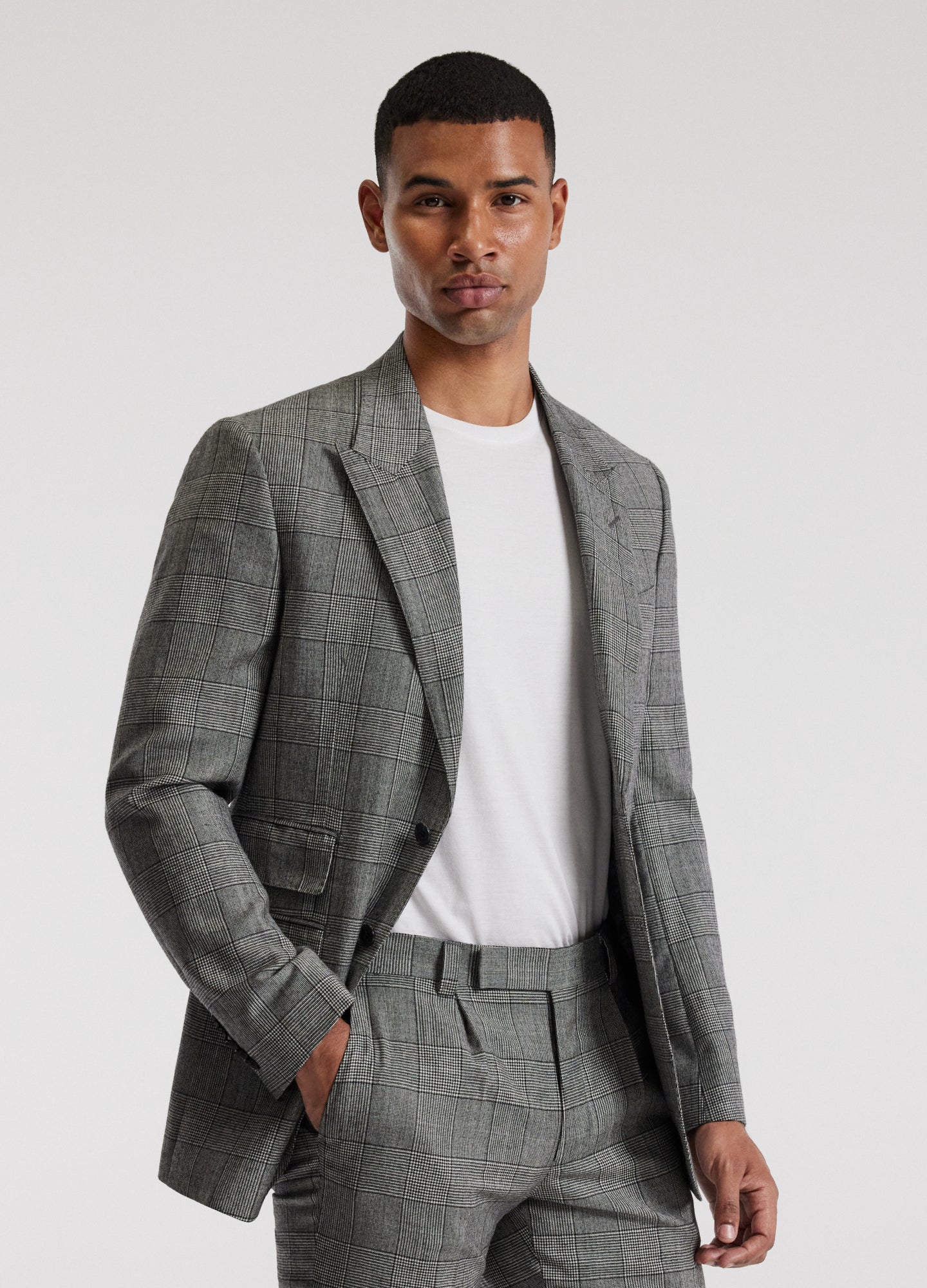 Glen Check Suit Jacket Grey