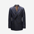 Wool Denim Double-Breasted Suit Jacket Navy