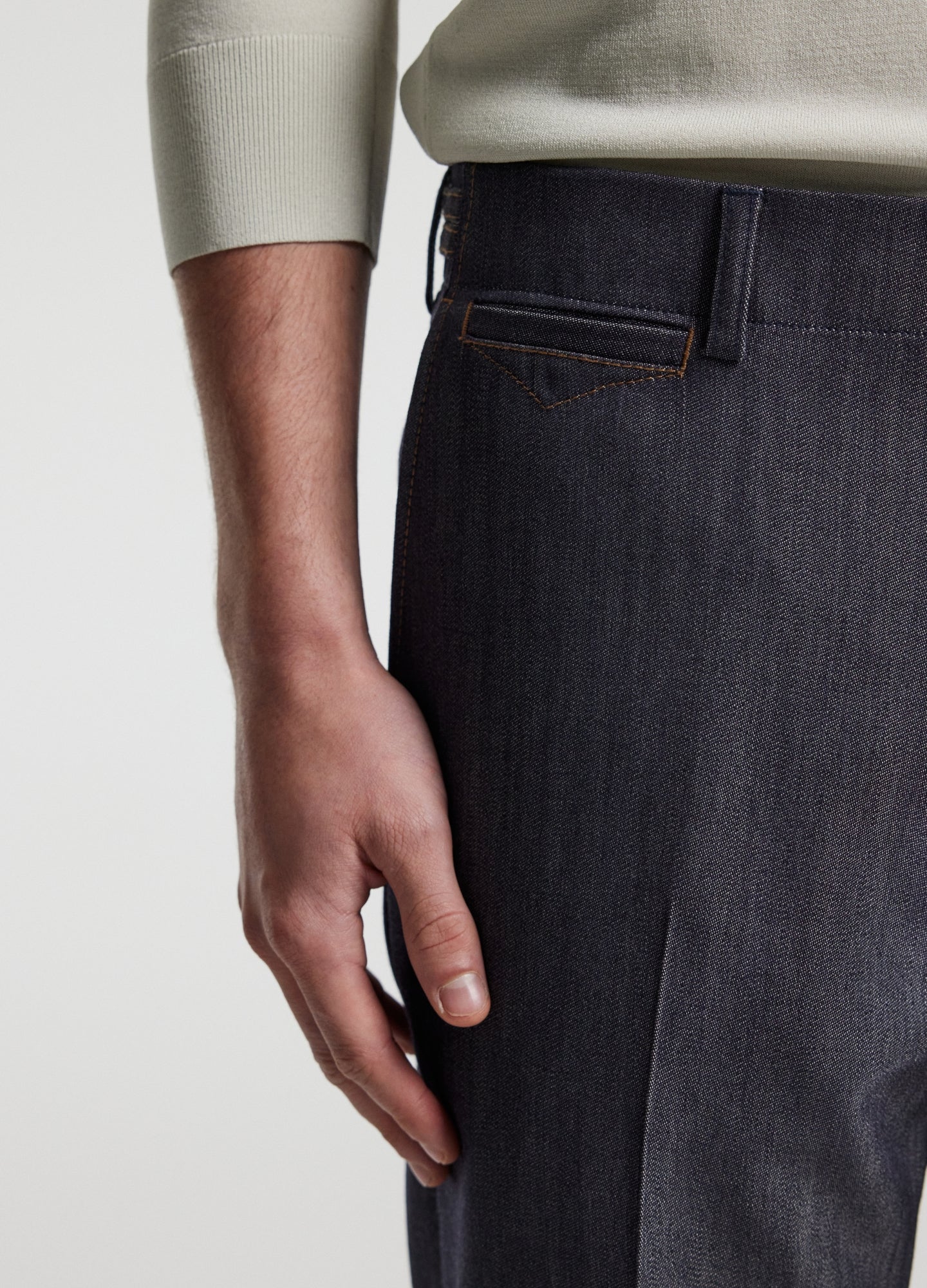 Wool Denim Suit Pants Navy